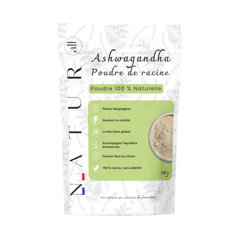 Poudre Ashwagandha 250g 100 % Naturelle | Anti-Stress, Sommeil, Énergie | Natur’all