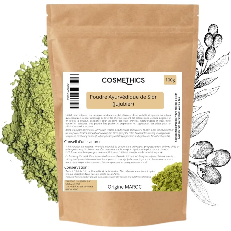 Poudre Ayurvédique de Sidr 100g – Cosm'Ethics® | Soin Naturel Cuir Chevelu & Peau Poudre Ayurvédique de Sidr 100g – Cosm'Ethics® | Soin Naturel Cuir Chevelu & Peau